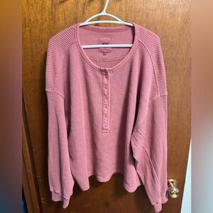 Aerie waffle knit relaxed long sleeve tee